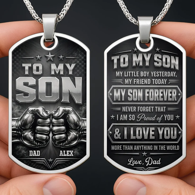 To My Son, Personalized Dog Tag Necklace