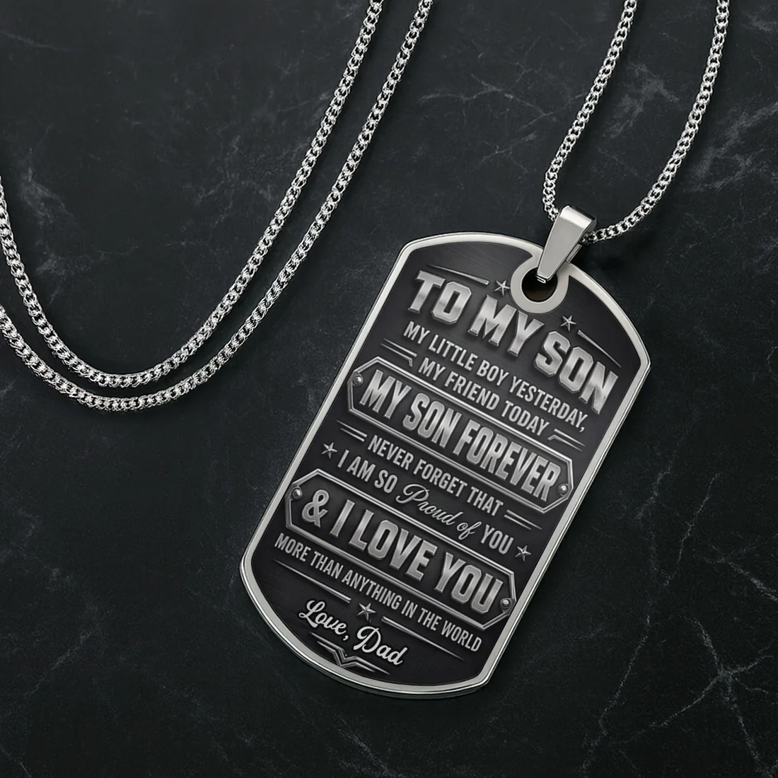 To My Son, Personalized Dog Tag Necklace