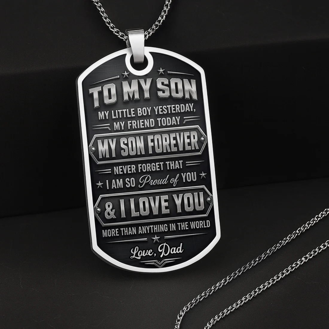 To My Son, Personalized Dog Tag Necklace