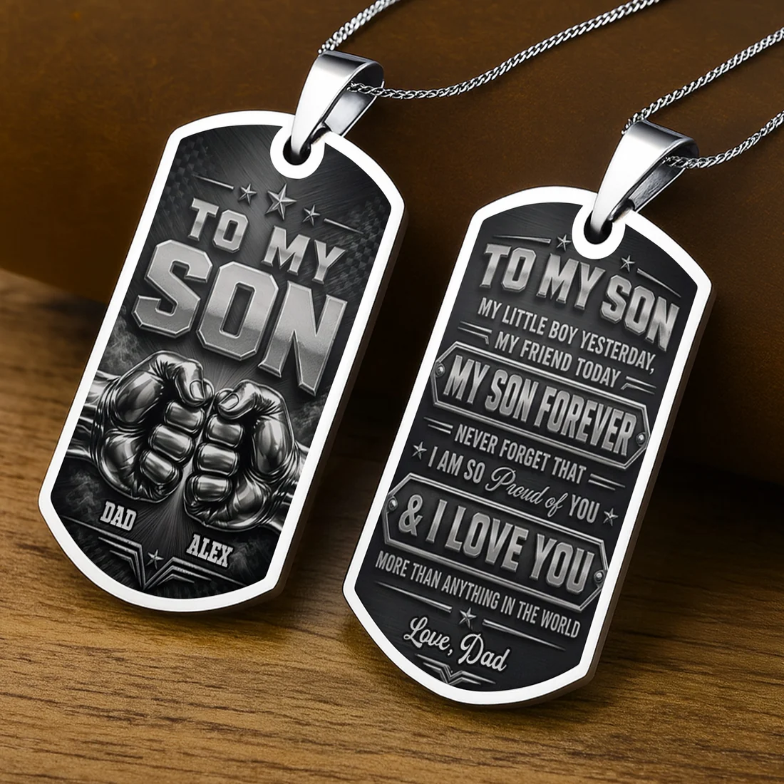 To My Son, Personalized Dog Tag Necklace