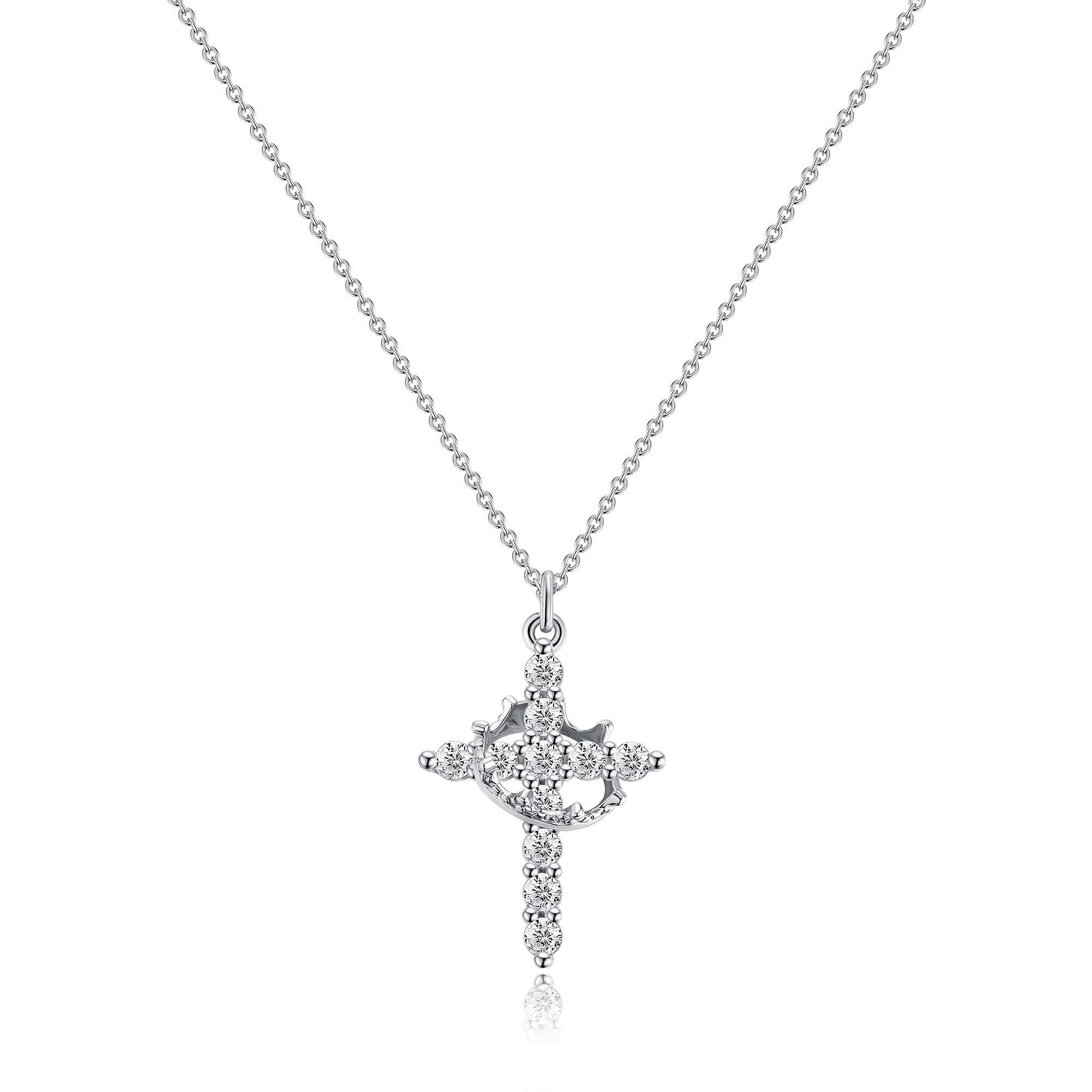 Crown Cross Cubic Zirconia Necklace