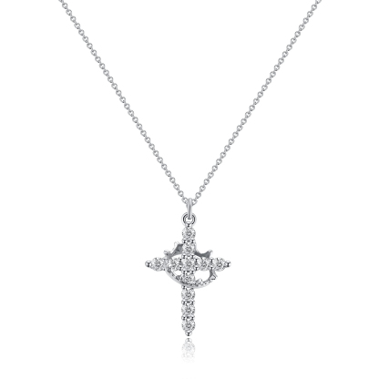 Crown Cross Cubic Zirconia Necklace