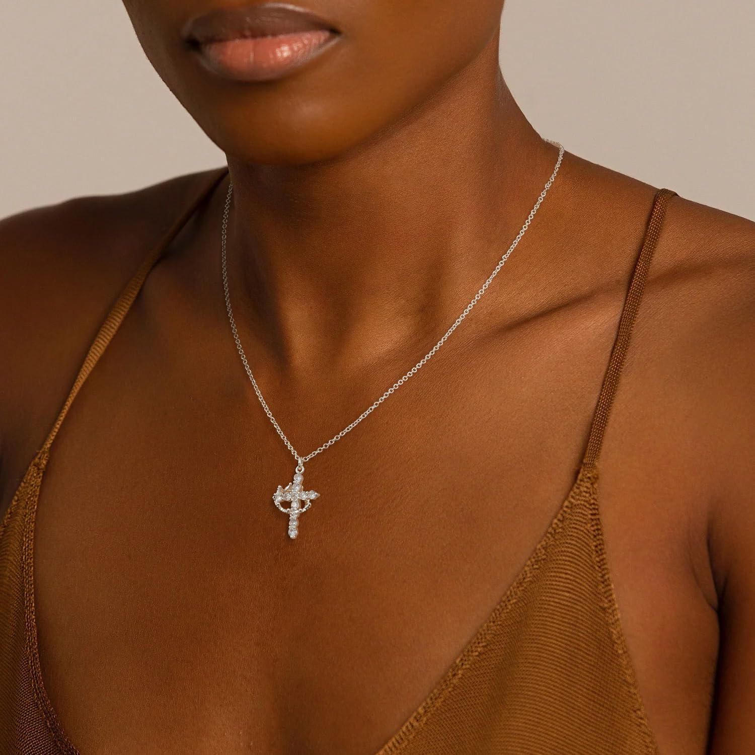 Crown Cross Cubic Zirconia Necklace