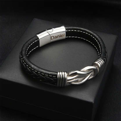 For Son - Mother & Son Forever Linked Together Black Knot Bracelet