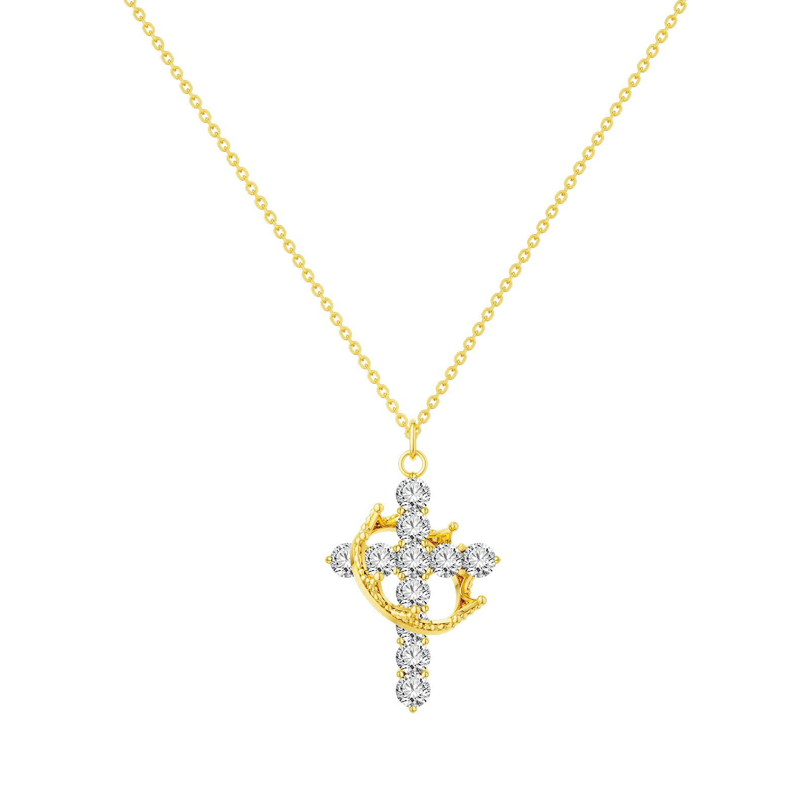 Crown Cross Cubic Zirconia Necklace