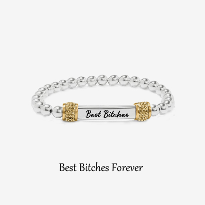 Best Bitches Forever Dainty Diamond Beaded Stretch Bracelet