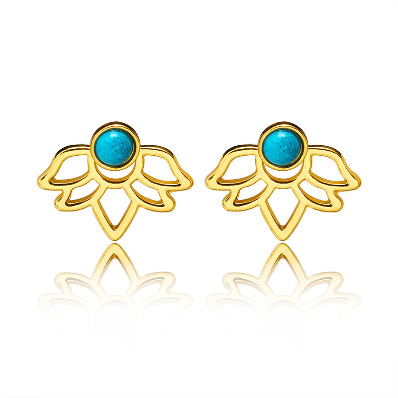 Turquoise Lotus Earrings