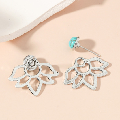 Turquoise Lotus Earrings