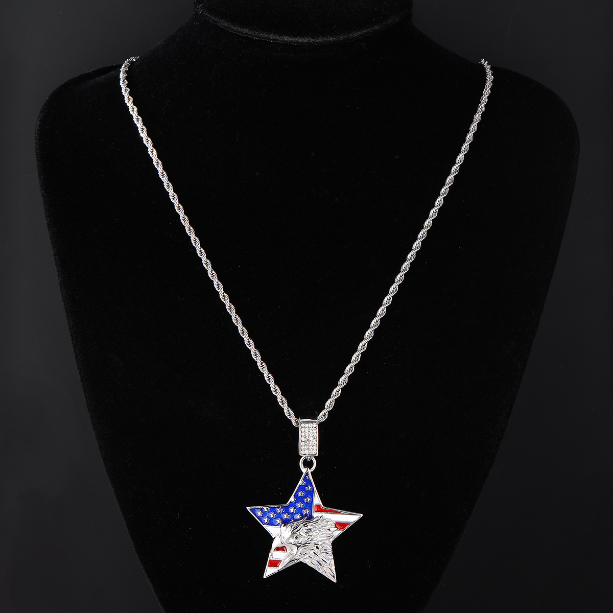 American Eagle US Flag Necklace
