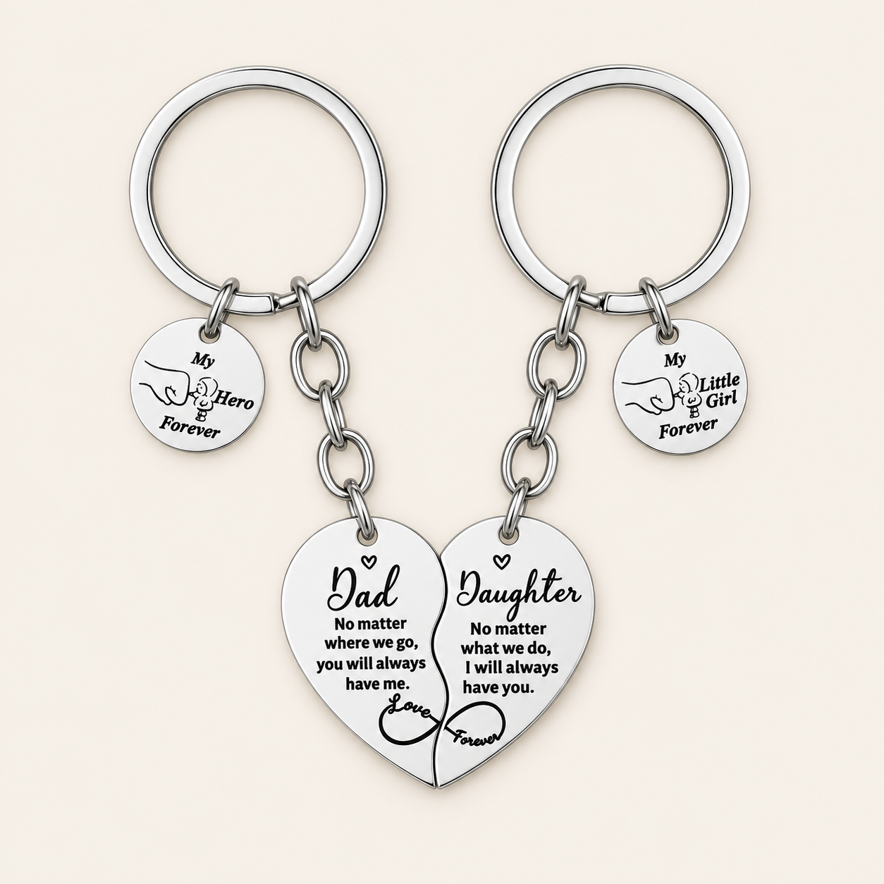 Dad And Daughter Keychain Set