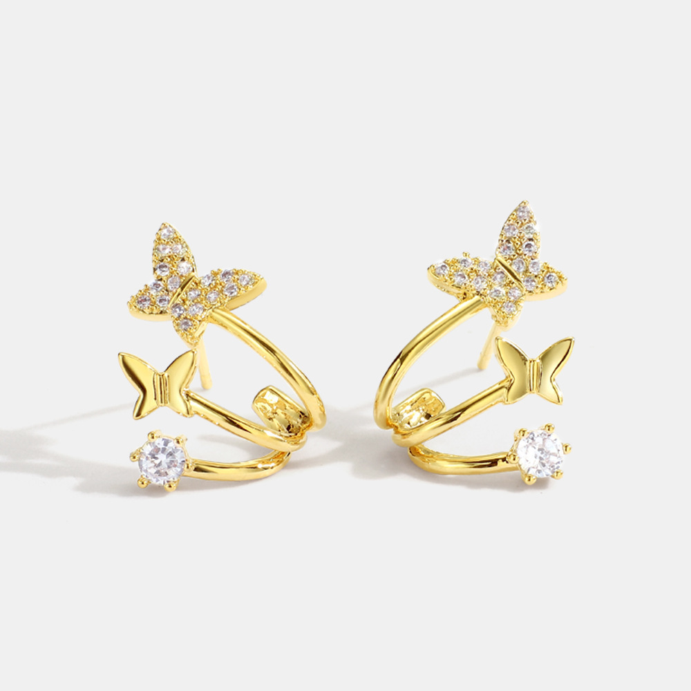 Butterfly Double Layer Earrings