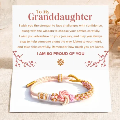 For Granddaughter - I AM SO PROUD OF YOU Peach Blossom Knot Bracelet