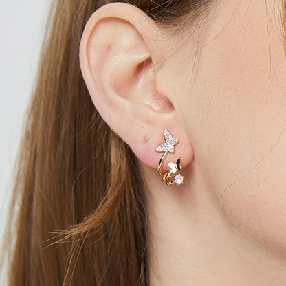 Butterfly Double Layer Earrings