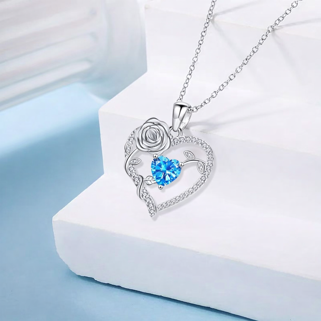Custom Mother's Birthstone Heart Necklace
