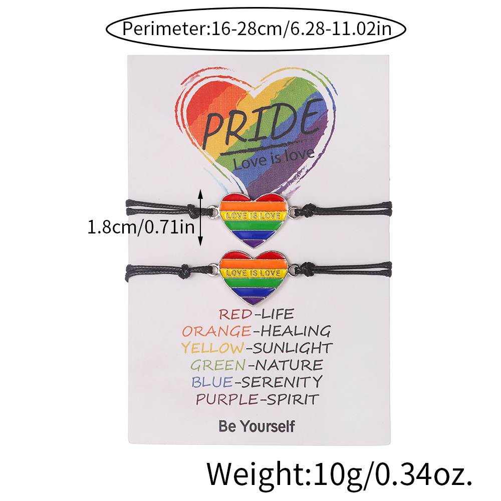 Love is Love Heart Rainbow Card Bracelet