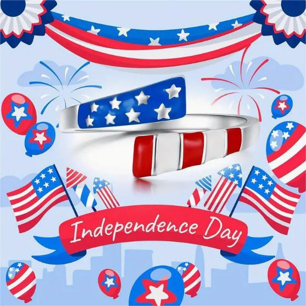 US Flag Open Ring