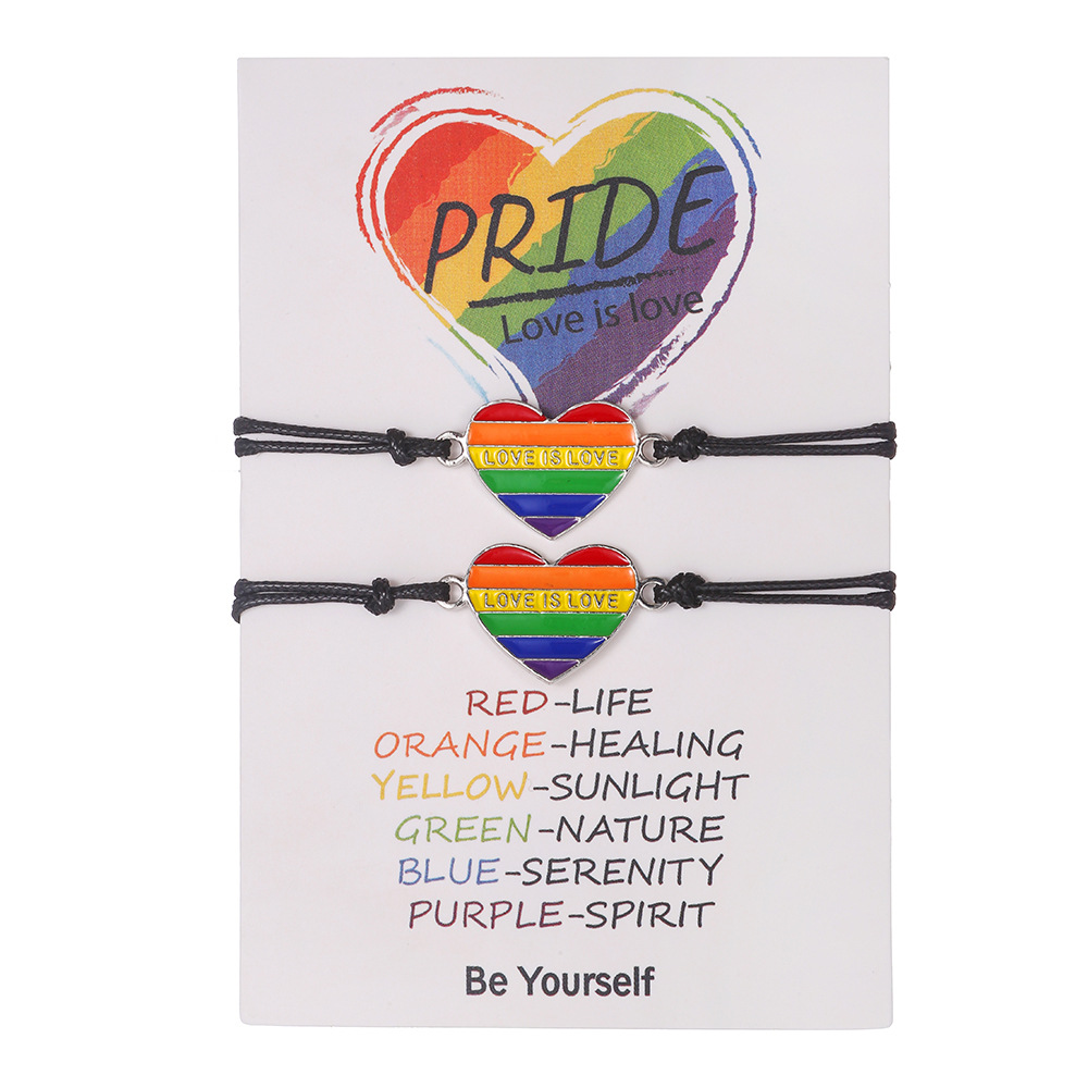 Love is Love Heart Rainbow Card Bracelet