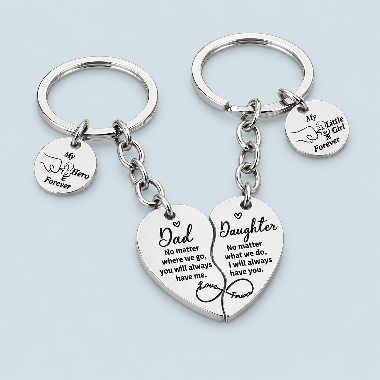 Dad And Daughter Keychain Set