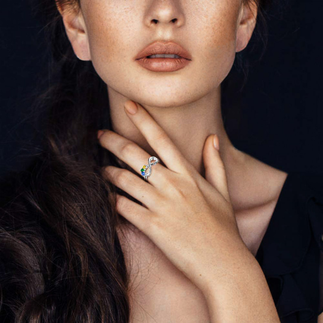 For Mother -We love you until infinity runs out Custom Birthstone Ring