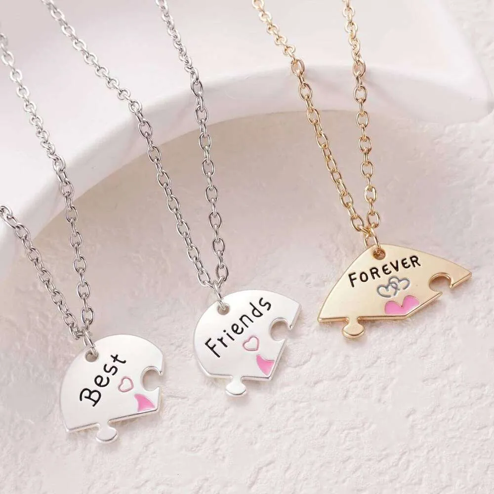 3 Best Friends Forever Heart Puzzle Necklaces