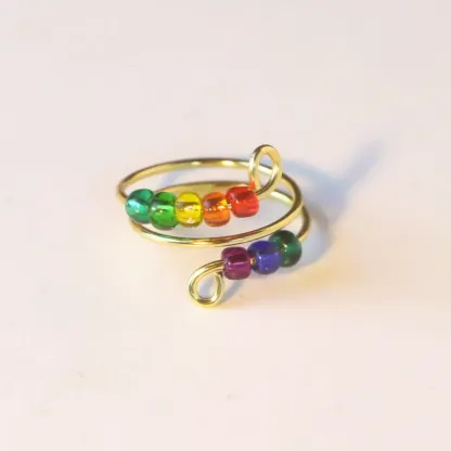 For Daughter - S925 Drive Away Your Anxiety Rainbow Beads Fidget Ring