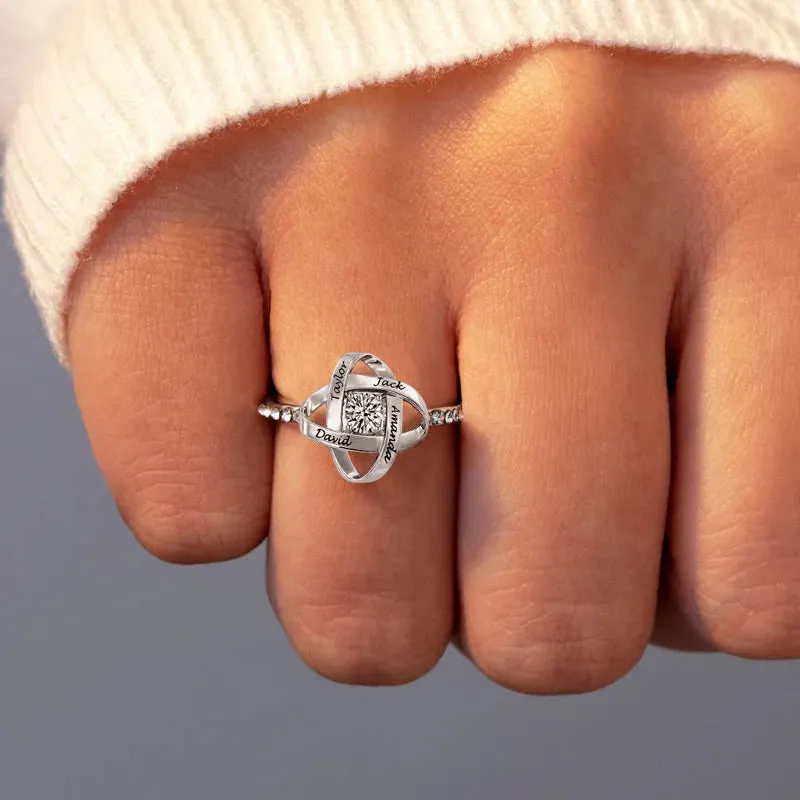 For Mother - S925 Custom Name Knot Ring