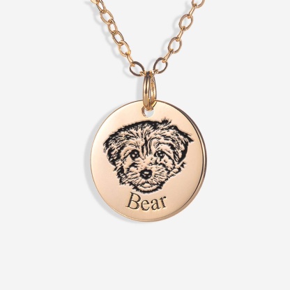 Custom Pet Face Portrait Necklace
