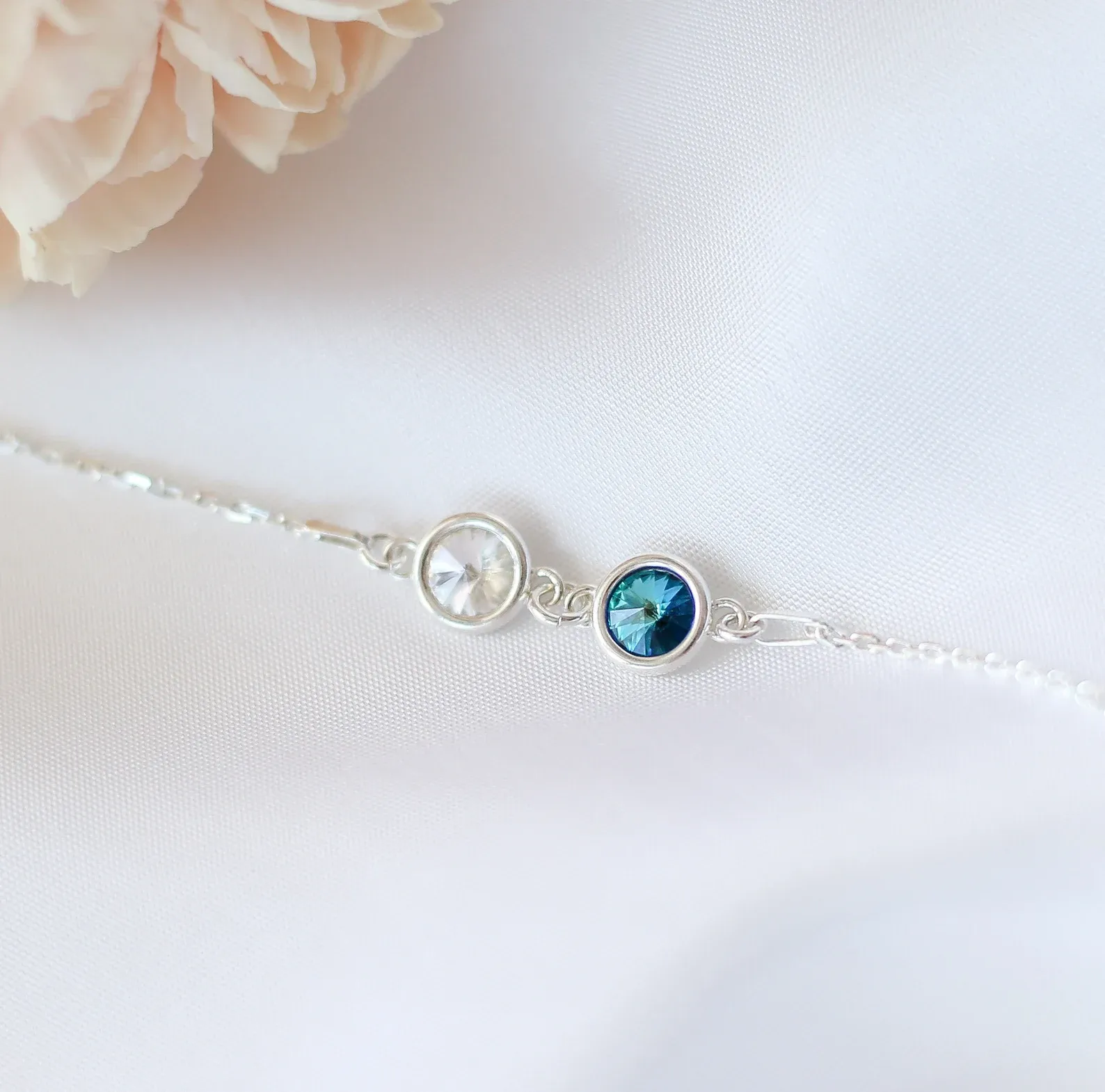 Grandmother And Granddaughter Forever Linked Together Custom Birthstones Bracelet