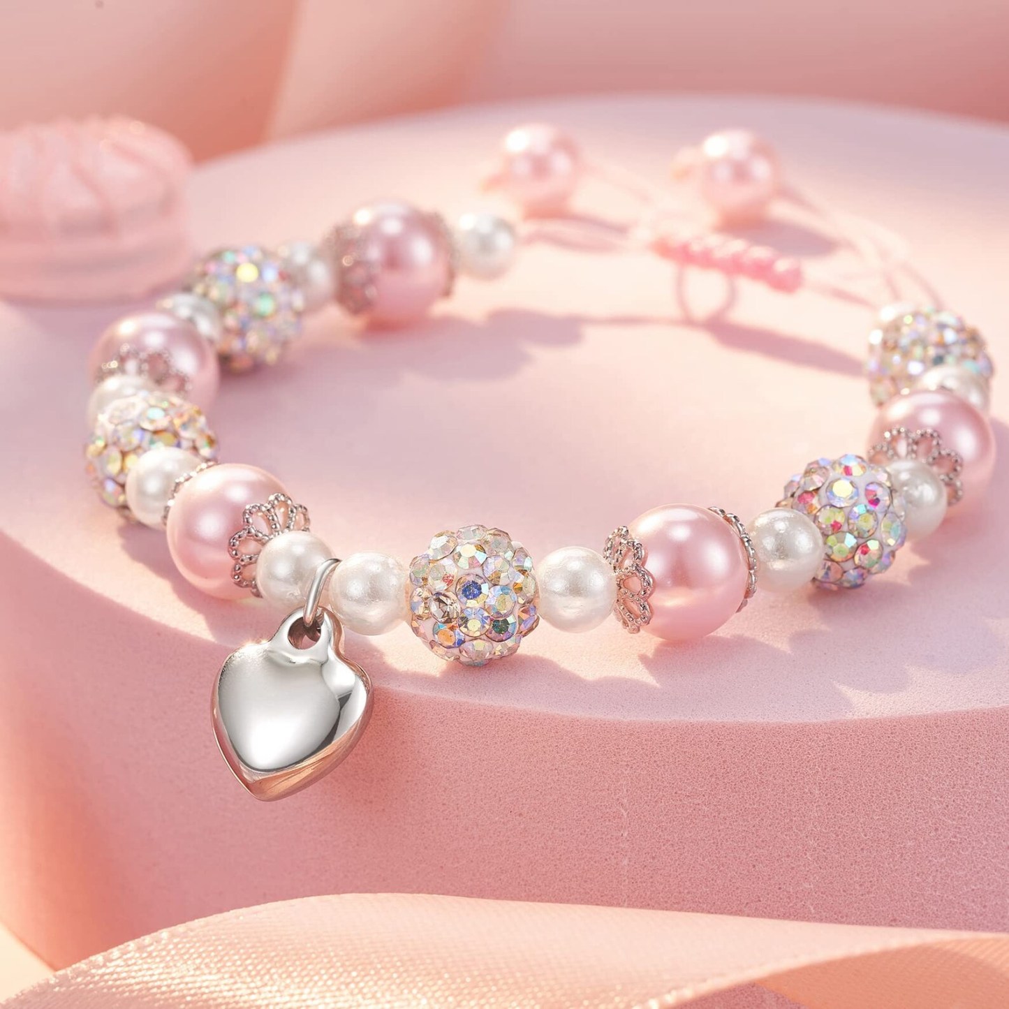 For Granddaughter - Grandmother And Granddaughter A Link That Can Never Be Undone Heart-shaped Pendant Pearl Bracelet