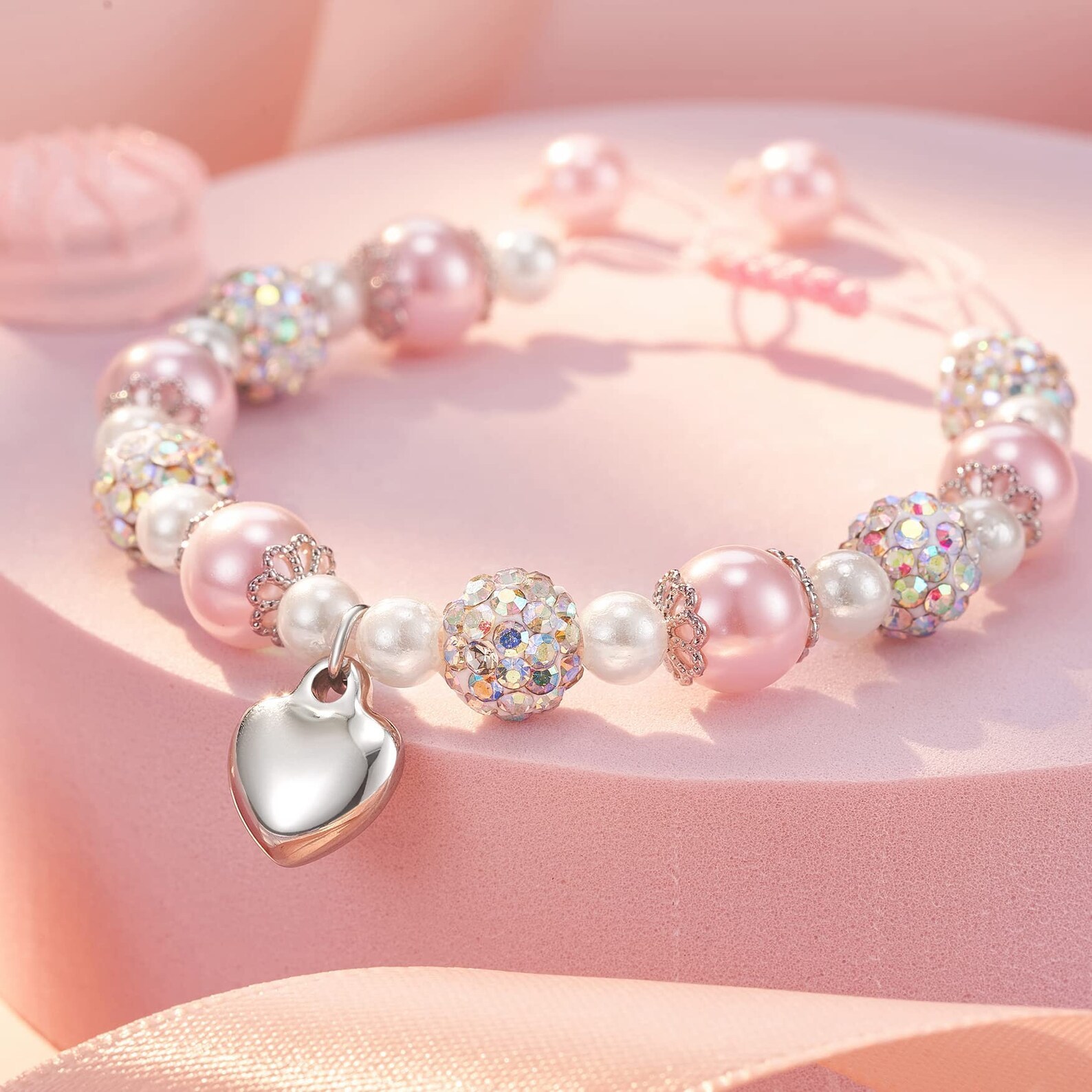 For Granddaughter - Grandmother And Granddaughter A Link That Can Never Be Undone Heart-shaped Pendant Pearl Bracelet