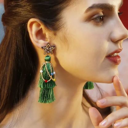 Green Tassel Earrings