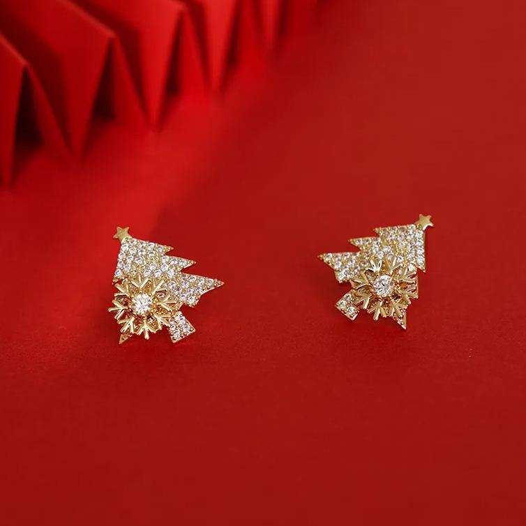 Rotatable Christmas Tree Earrings