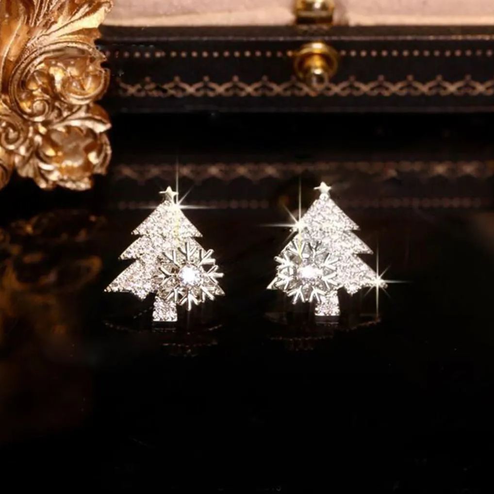 Rotatable Christmas Tree Earrings
