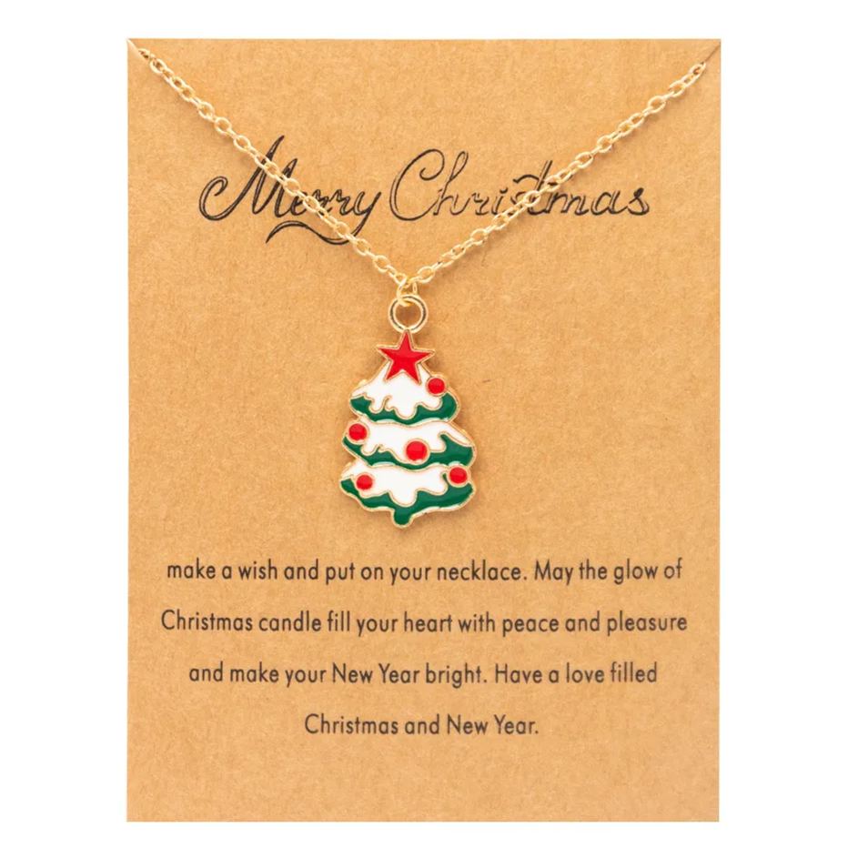 Christmas Tree Card Necklace
