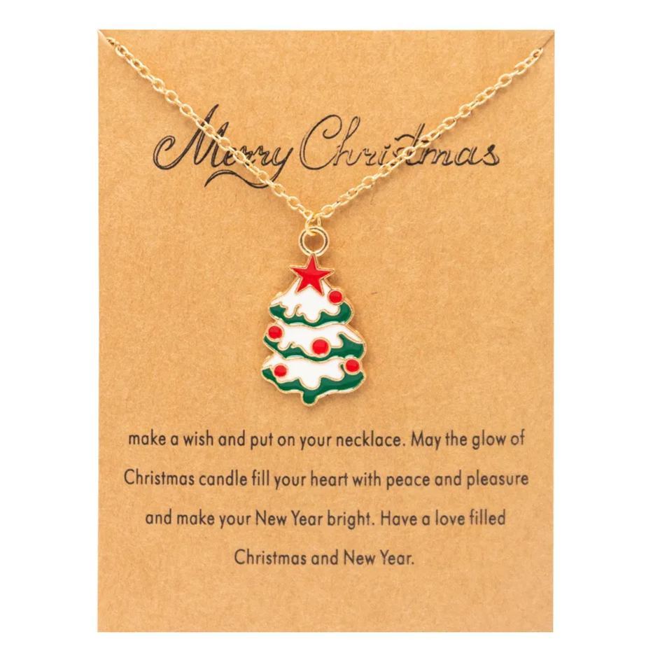 Christmas Tree Card Necklace