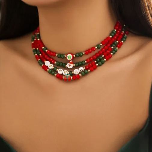 Beaded Christmas Collarbone Chain