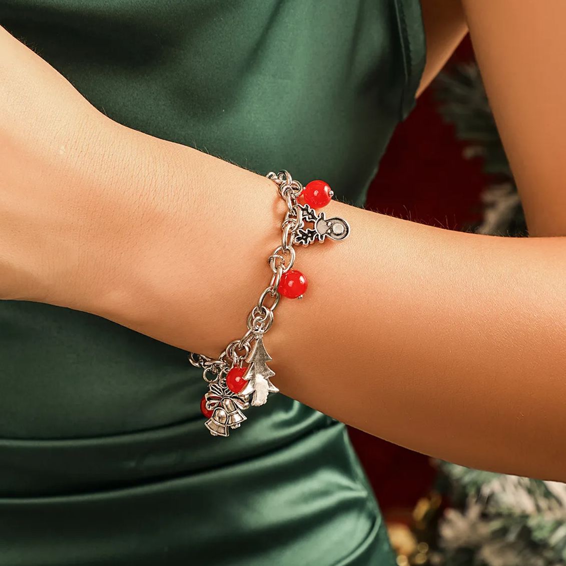 Red Ball Large Chain Necklace & Bracelet