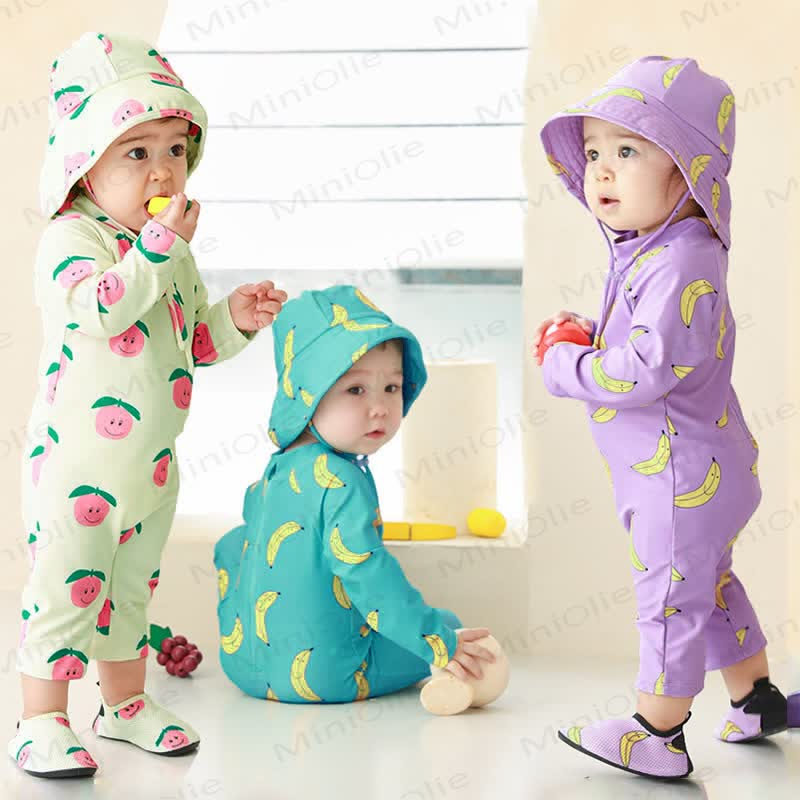 Toddler Apple Banana Swimsuit with Sun Hat - image 1