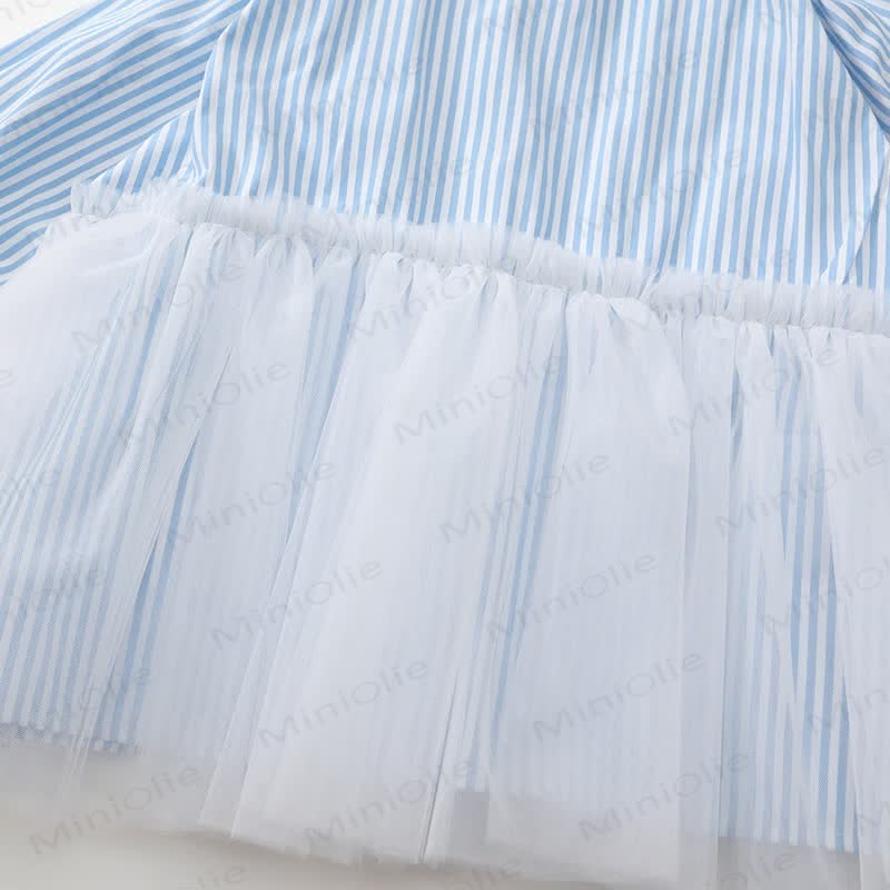 Toddler Blue Striped Tulle Shirt Dress - image 10