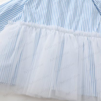 Toddler Blue Striped Tulle Shirt Dress - image 10