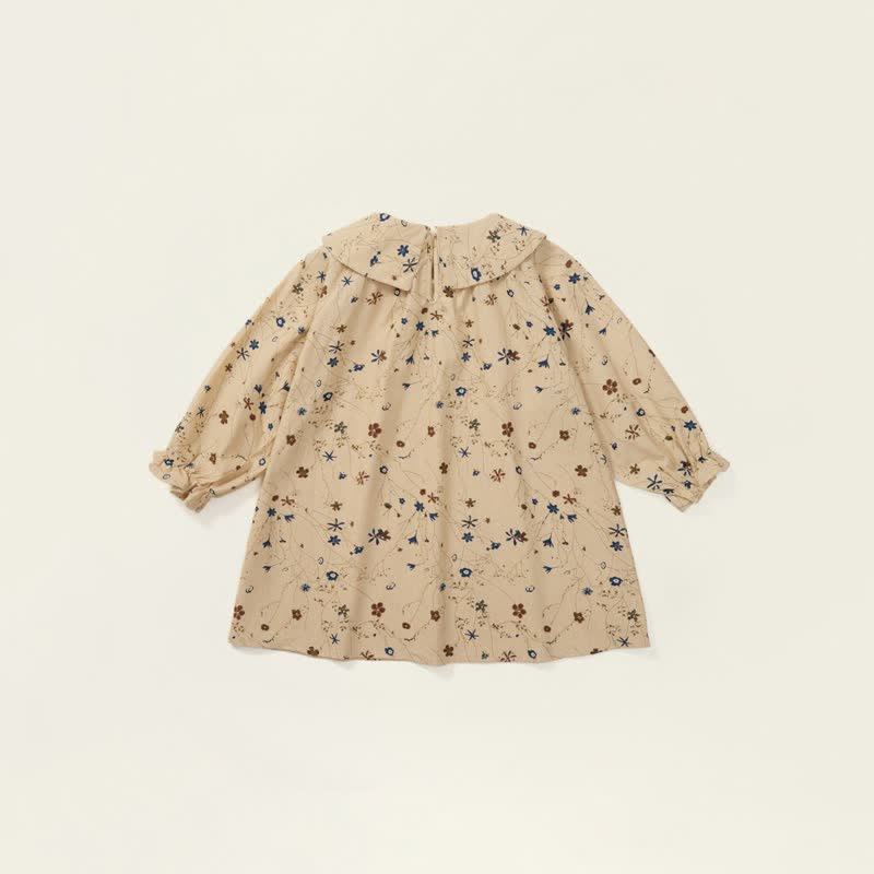 Toddler Vintage Flower Khaki Lapels Dress - image 3