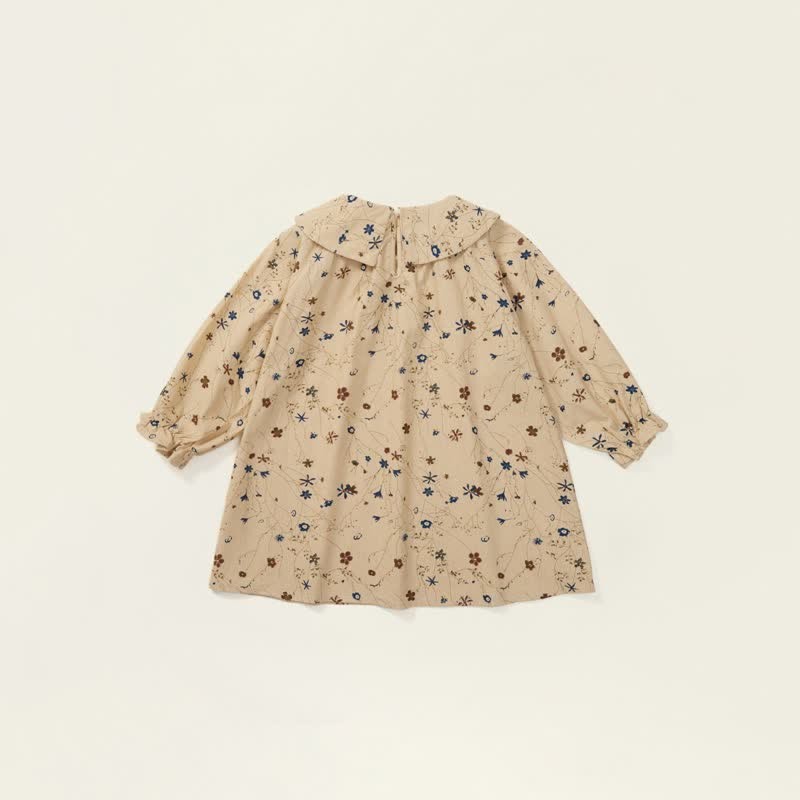 Toddler Vintage Flower Khaki Lapels Dress - image 3