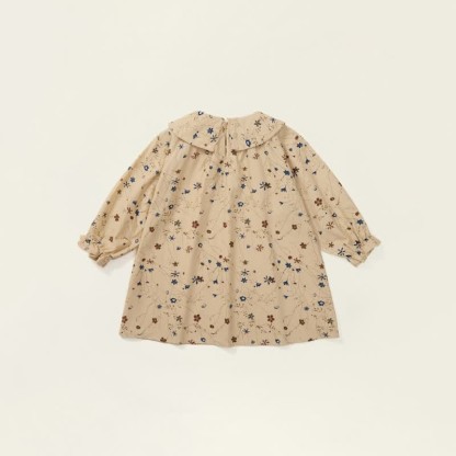Toddler Vintage Flower Khaki Lapels Dress - image 3