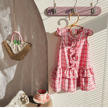 Toddler Heart Flower Plaid Ruffled Dress - image 14