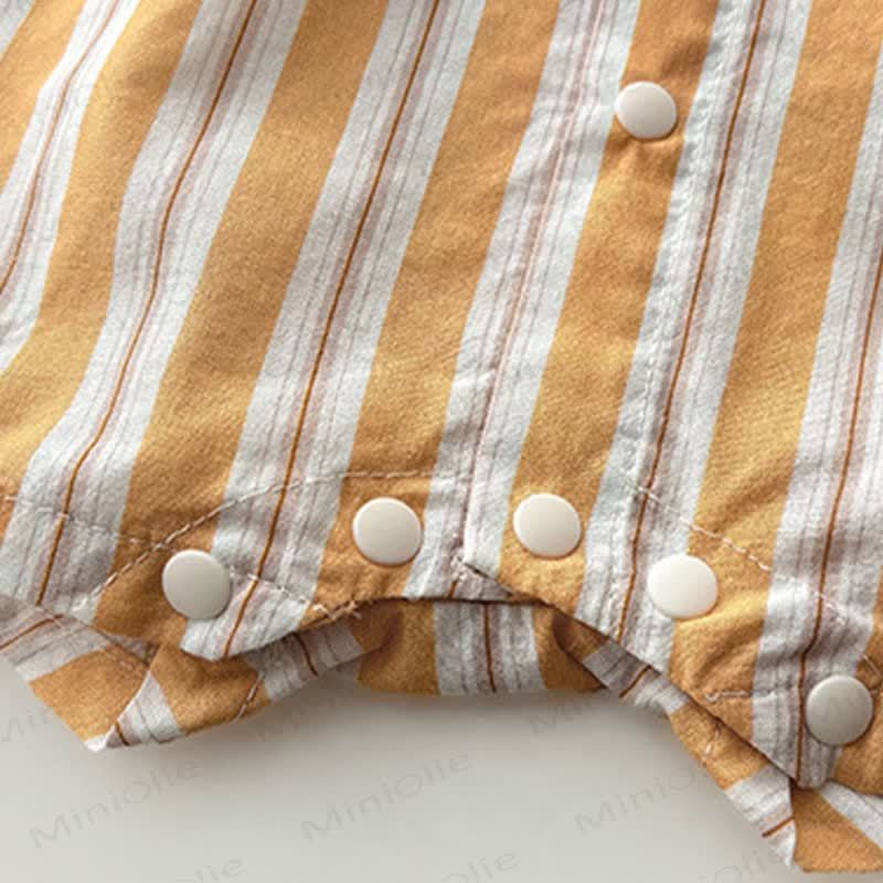 Baby Cartoon Eyes Brown Striped Romper - image 6