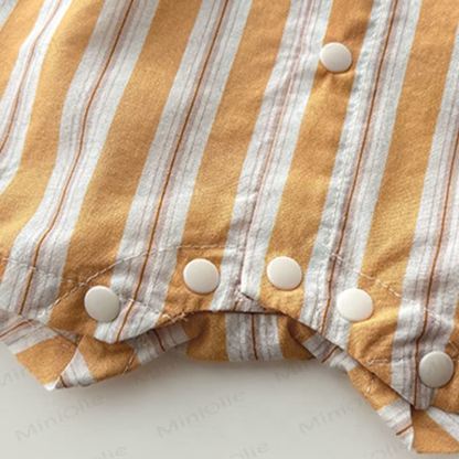 Baby Cartoon Eyes Brown Striped Romper - image 6