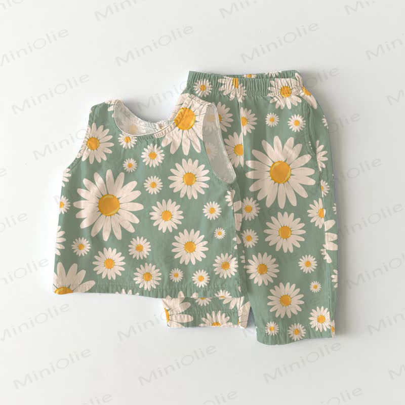 Baby Toddler Daisy Green Top and Shorts 2-piece Set - Green - 3-4T - image 1