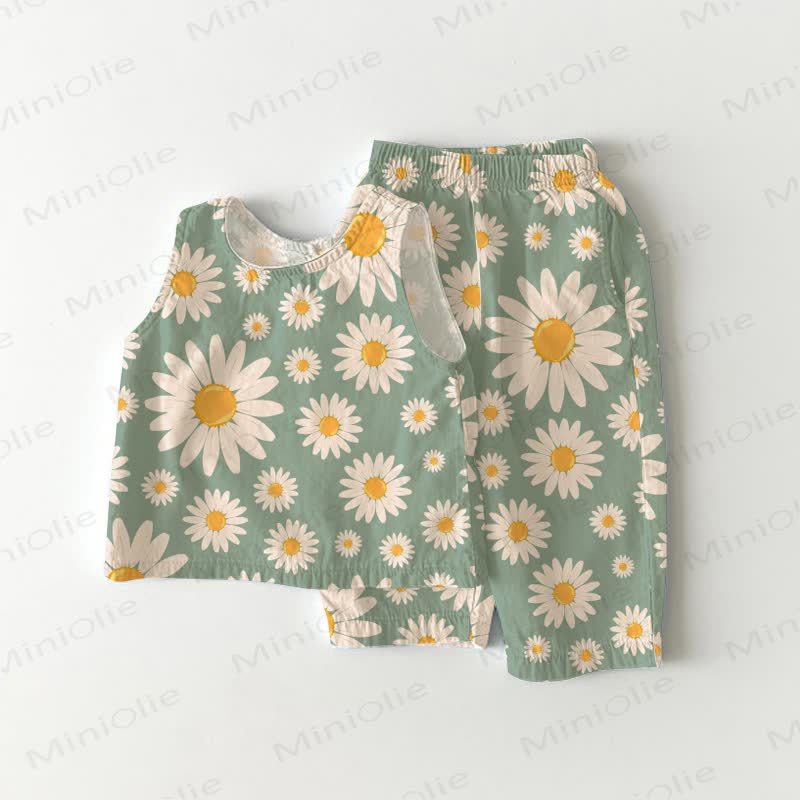 Baby Toddler Daisy Green Top and Shorts 2-piece Set - Green - 3-4T - image 1