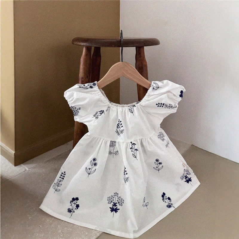 Baby Embroidered Flower Puff Sleeves Dress - White - 2-3T - image 2
