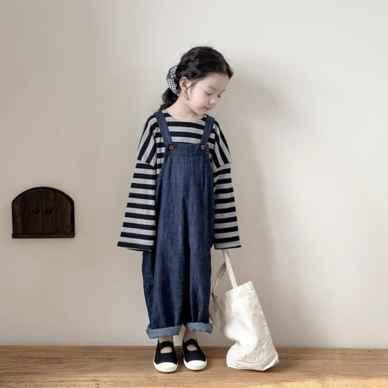 Toddler Denim Solid Color Overalls - image 3